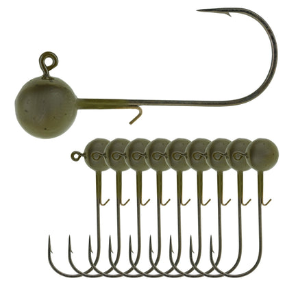 Reaction Tackle Ball Jigs (10-Pack) – Premium Round Jig Heads for Soft Plastics