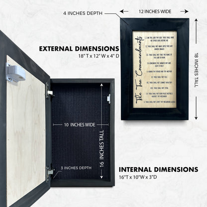 Bellewood Designs - Concealed Gun Storage Cabinet with The Ten Commandments