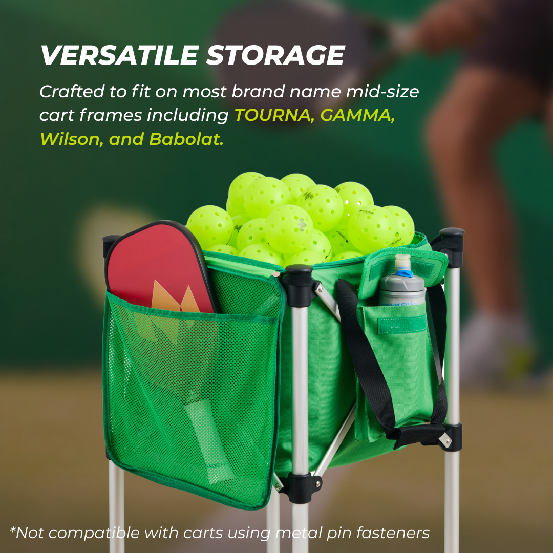 Racket Pets Ball Tote - Green Replacement Bag for Tennis and Pickleball Pro Teaching Cart