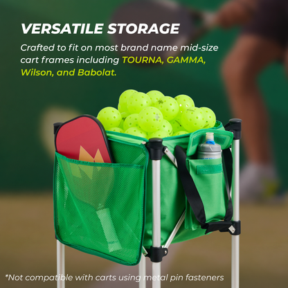 Racket Pets Ball Tote - Green Replacement Bag for Tennis and Pickleball Pro Teaching Cart
