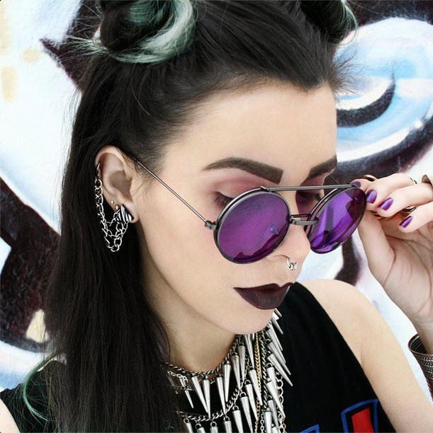 zeroUV Steampunk Vintage Circle Round Flip Up Vintage Sunglasses 8793