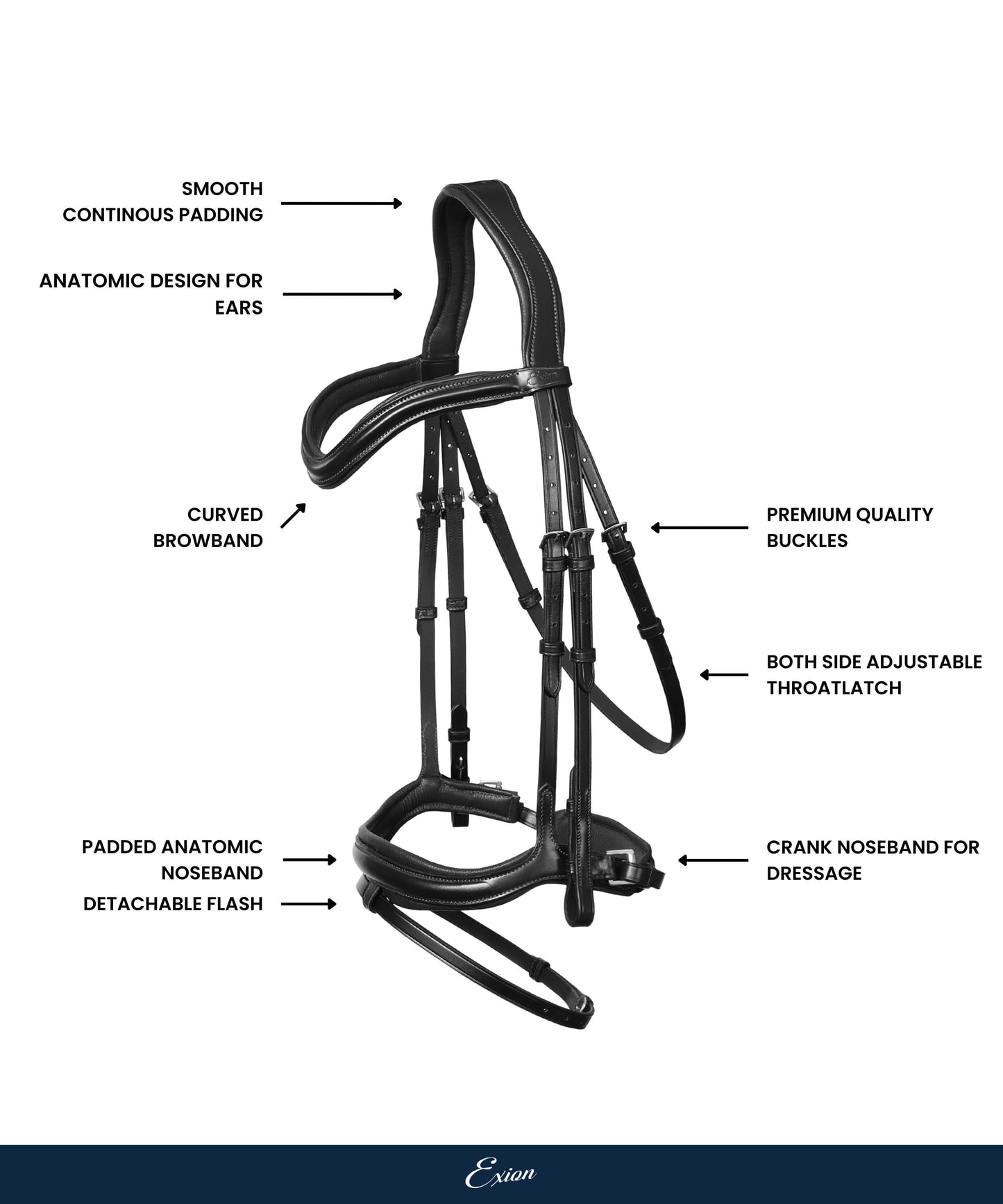 Bridles & Reins ExionPro 'Ursa' Anatomic Dressage Bridle With Reins