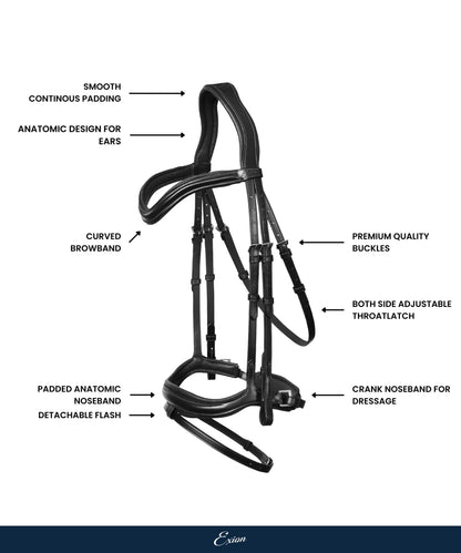 Bridles & Reins ExionPro 'Ursa' Anatomic Dressage Bridle With Reins