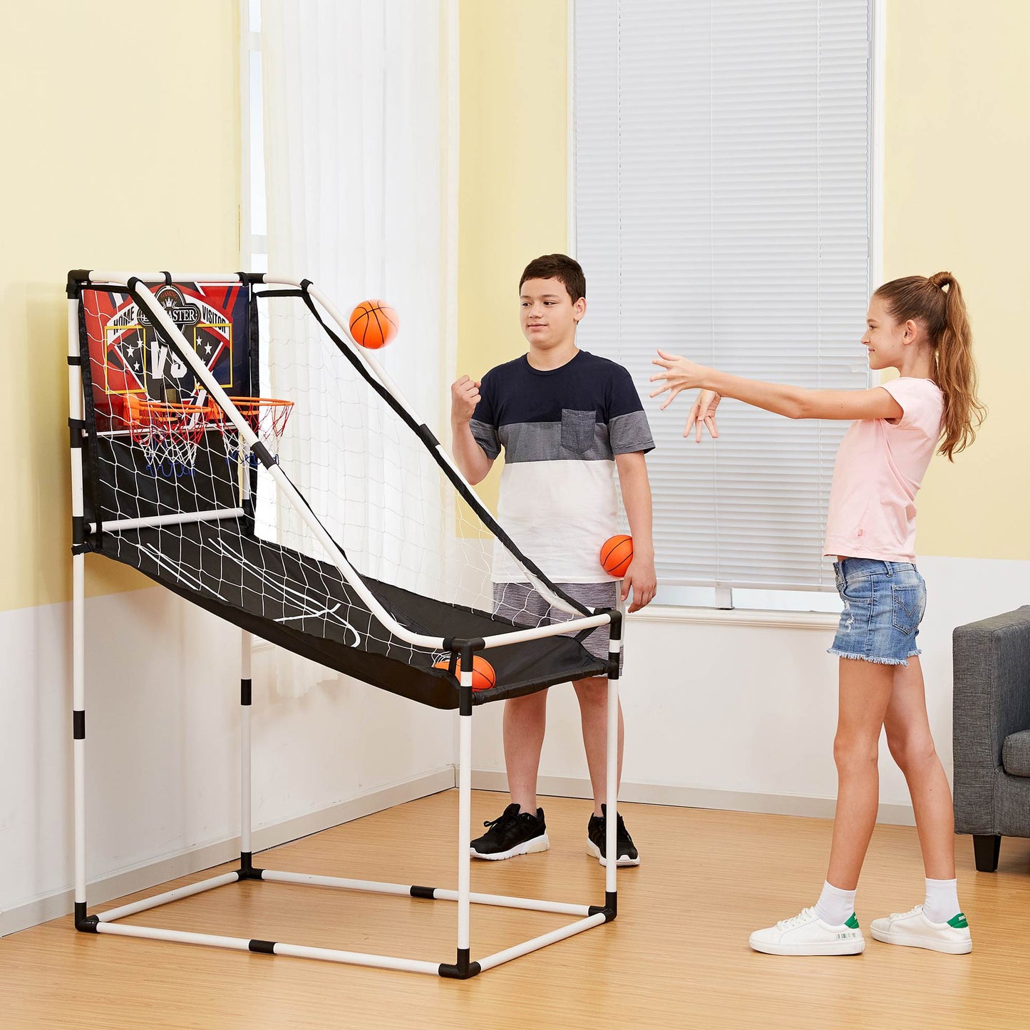 Lancaster 2 Player Junior Arcade Basketball Dual Hoop Shooting Game Set