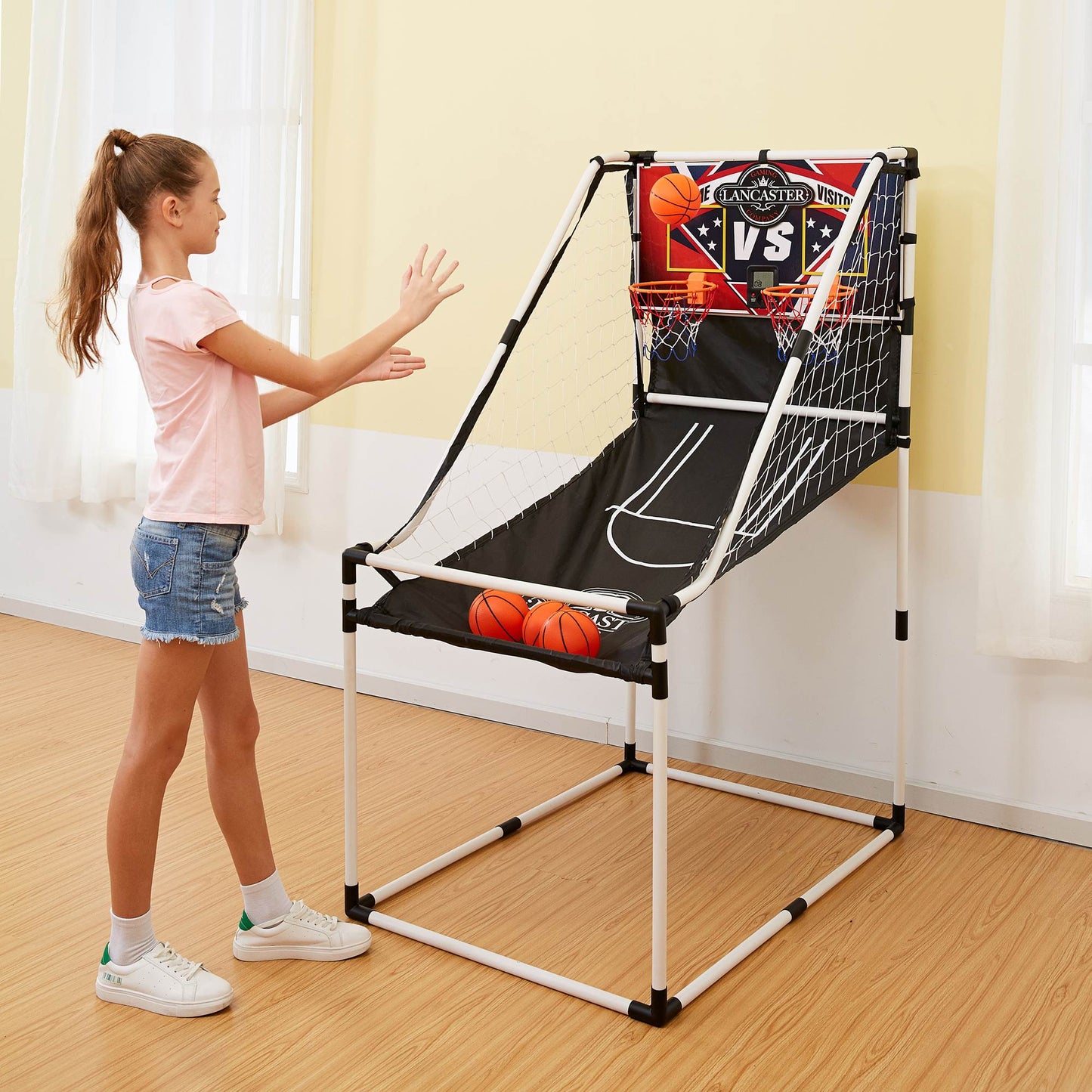 Lancaster 2 Player Junior Arcade Basketball Dual Hoop Shooting Game Set