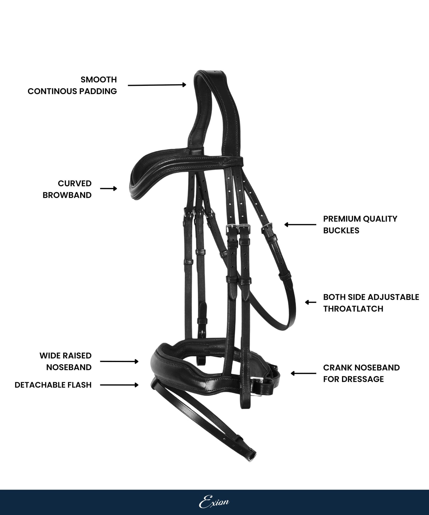Bridles & Reins ExionPro 'Leo' Classic Dressage Bridle with Reins