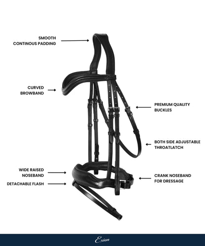 Bridles & Reins ExionPro 'Leo' Classic Dressage Bridle with Reins