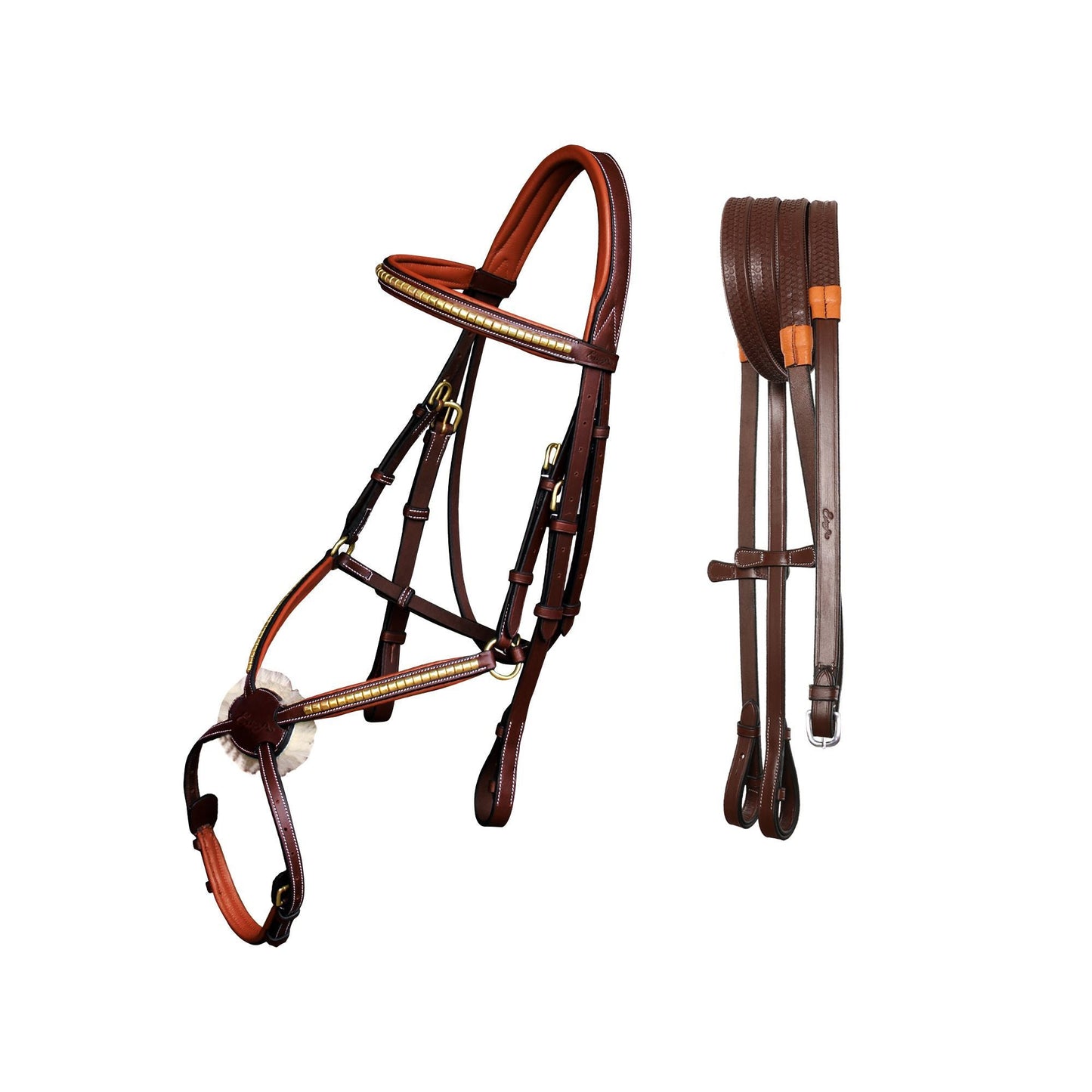 Bridles & Reins ExionPro SS / Brass Clincher Figure 8 Bridle with Rubber Reins