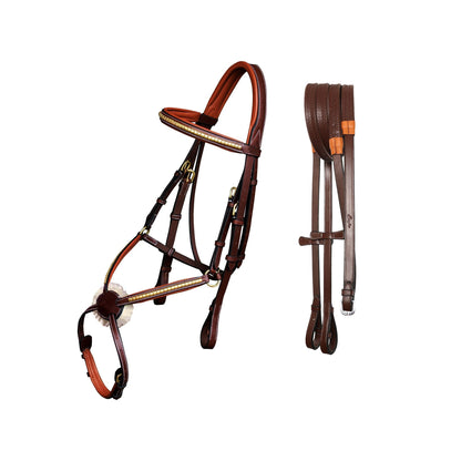 Bridles & Reins ExionPro SS / Brass Clincher Figure 8 Bridle with Rubber Reins