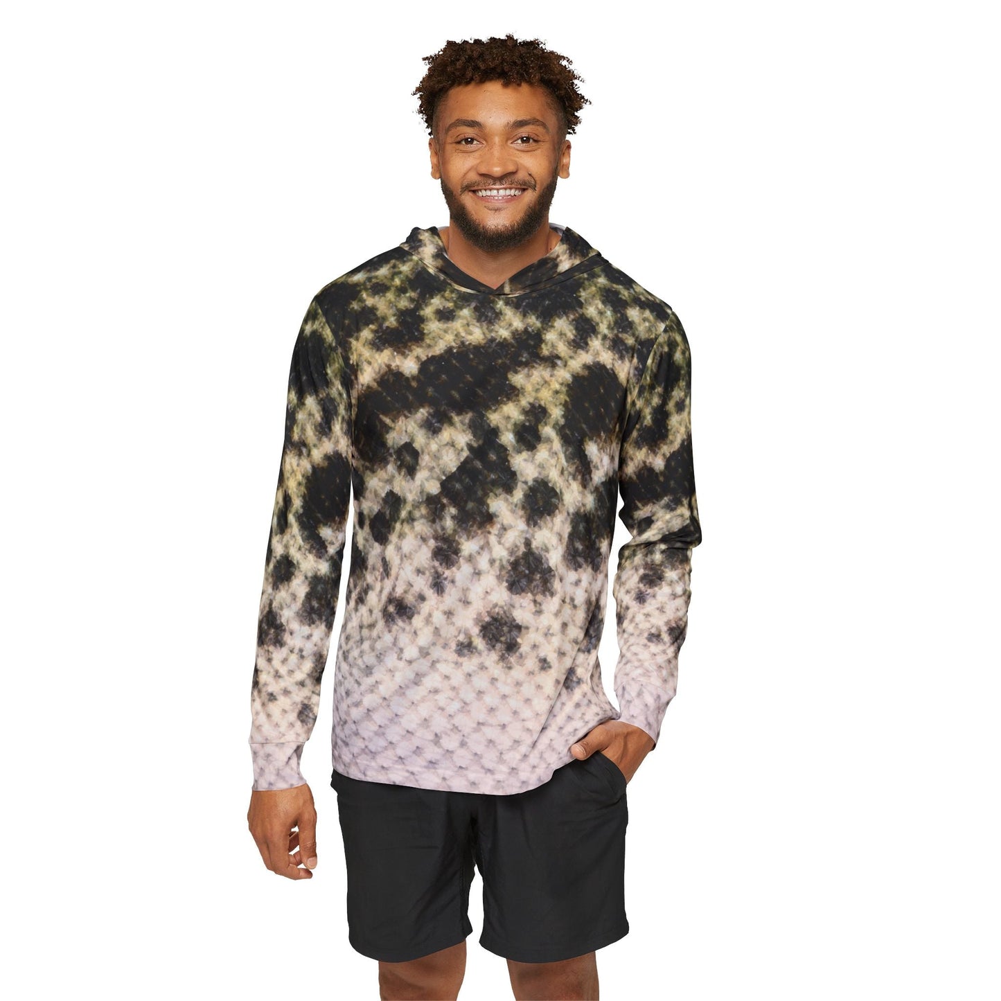 Texas Rigged Tees Black Crappie — Unisex Fishing Pullover Hoodie (SPF 50+)