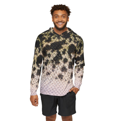 Texas Rigged Tees Black Crappie — Unisex Fishing Pullover Hoodie (SPF 50+)