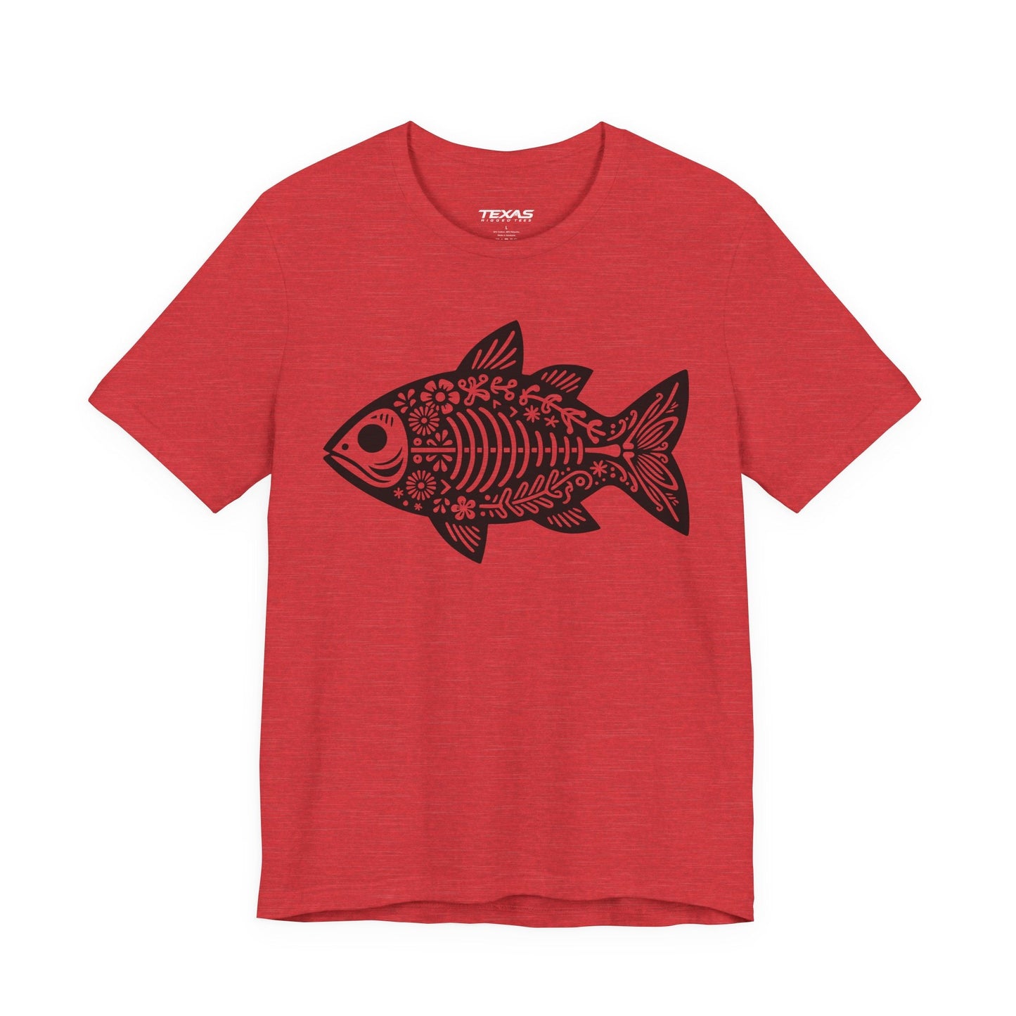 Texas Rigged Tees Mexican Flora Fish Skeleton — Unisex Cotton Tee