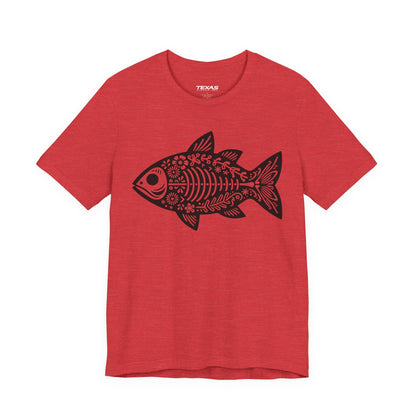 Texas Rigged Tees Mexican Flora Fish Skeleton — Unisex Cotton Tee