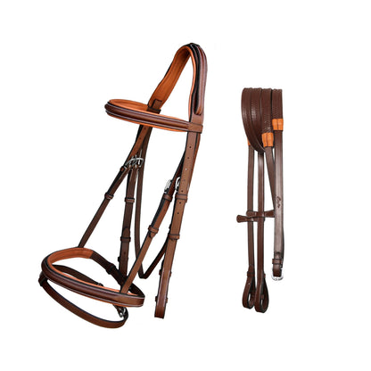Bridles & Reins ExionPro Pressure Relief Crown Raised Padded Jumping Bridle with Reins