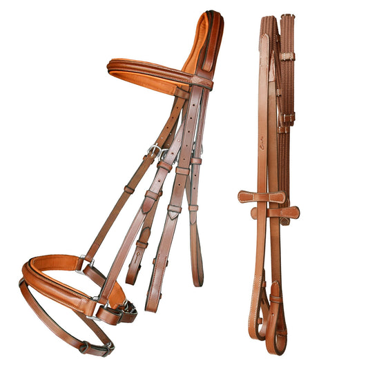 Bridles & Reins ExionPro Pressure Relief Crown Dressage Bridle with Web Reins