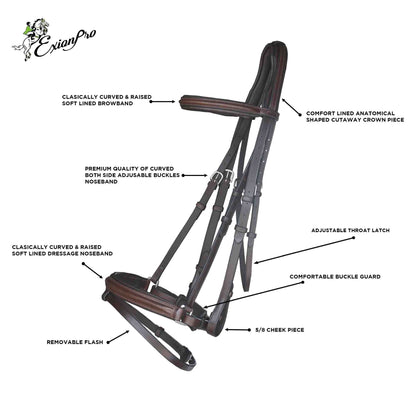 Bridles & Reins ExionPro Pressure Relief Crown Dressage Bridle with Web Reins