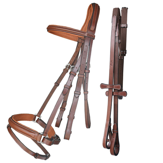 Bridles & Reins ExionPro Pressure Relief Crown Dressage Bridle with Web Reins