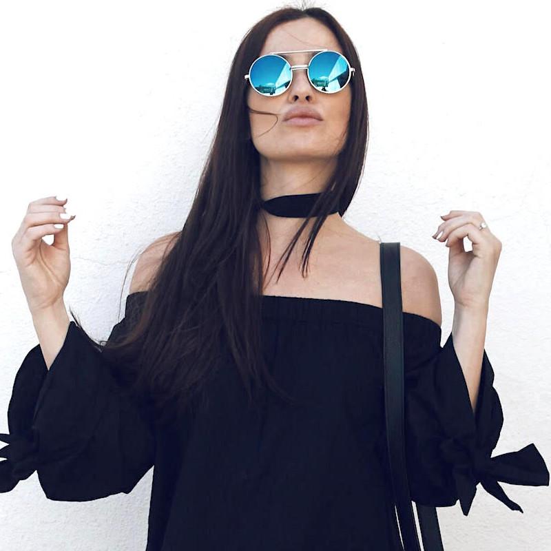 zeroUV Retro Round Steampunk Mirrored Lens Flip Up Sunglasses 8966