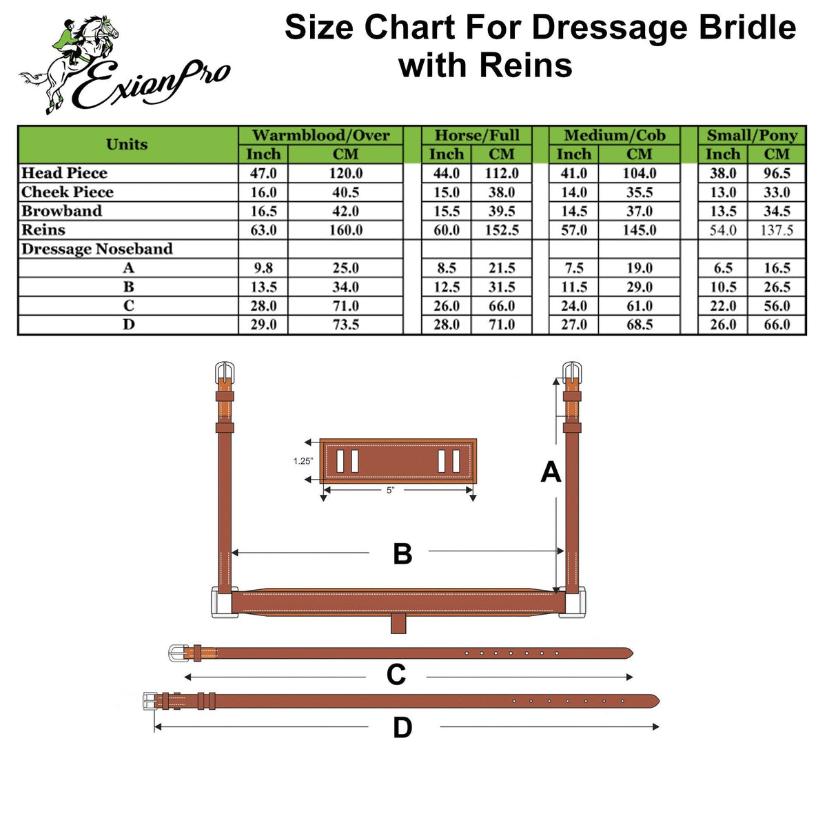 Bridles & Reins ExionPro Pressure Relief Crown Dressage Bridle with Web Reins