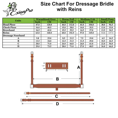 Bridles & Reins ExionPro Pressure Relief Crown Dressage Bridle with Web Reins