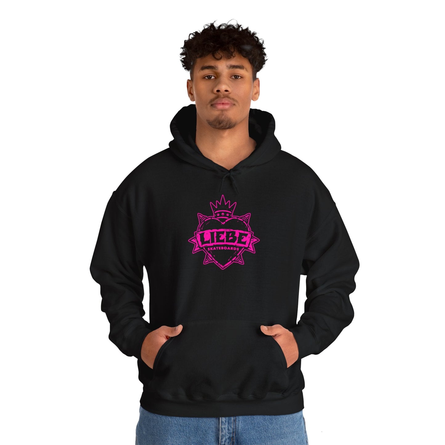 Liebe Punk Heart Hoodie - Black and Pink