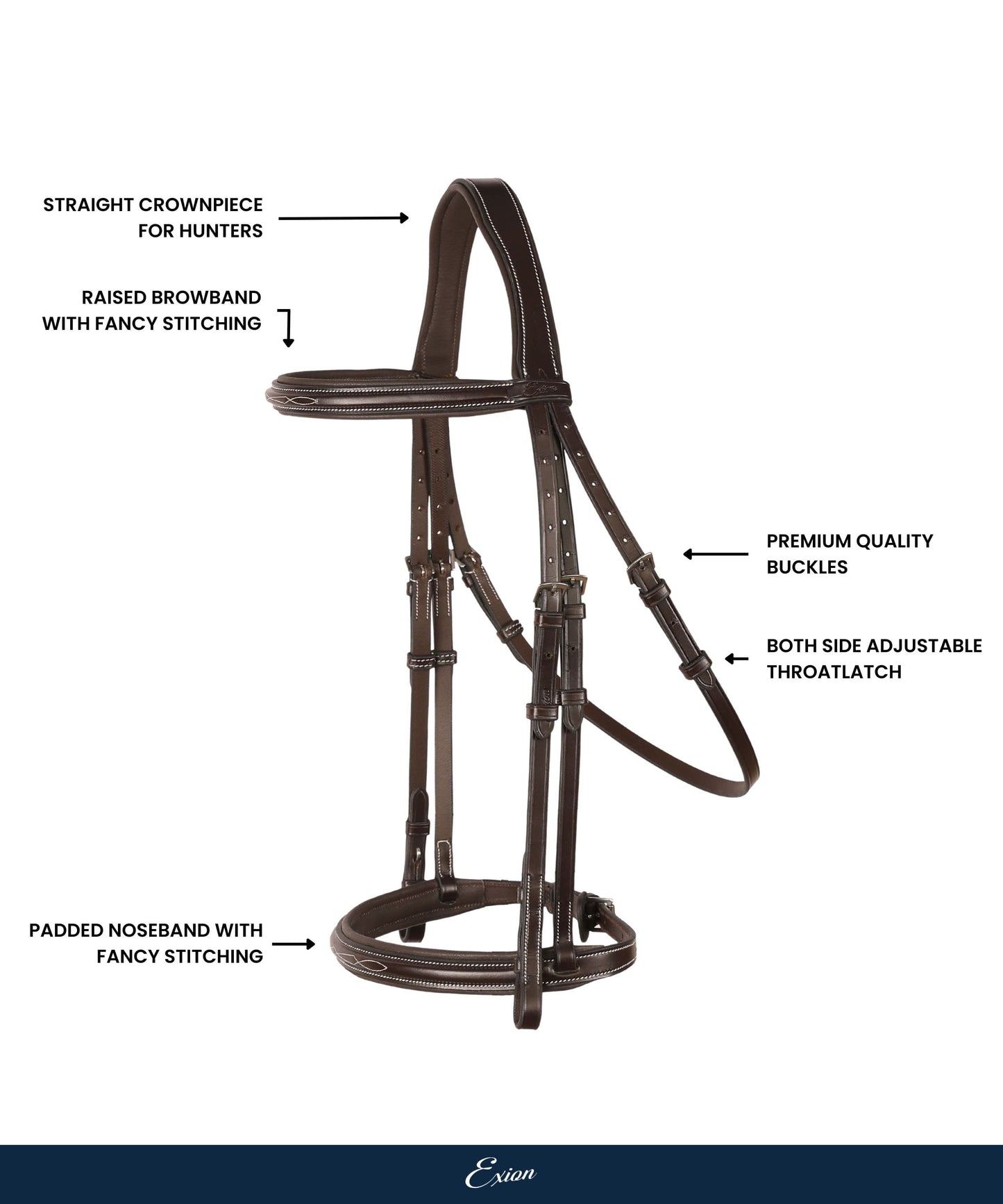 Bridles & Reins ExionPro Thin Noseband Padded Hunter Bridle with Reins