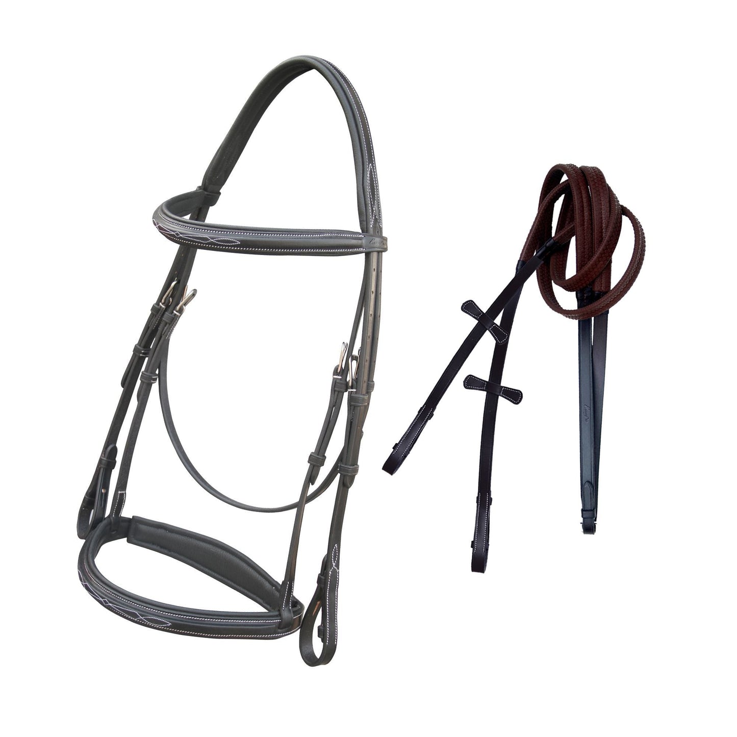 Bridles & Reins ExionPro Thin Noseband Padded Hunter Bridle with Reins