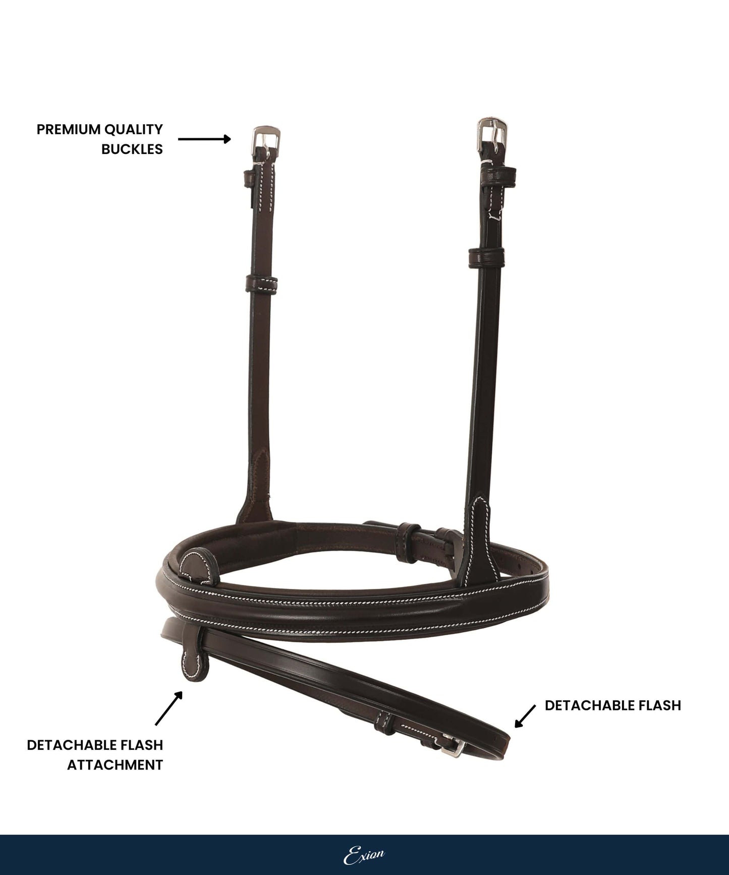 Bridles & Reins Replacement Noseband of ExionPro Detachable Flash Thin Raised Bridle