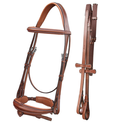 Bridles & Reins ExionPro Dressage Bridle: Mono Crown, Raised Browband, Anatomical Noseband, Detachable Flash & Web Reins