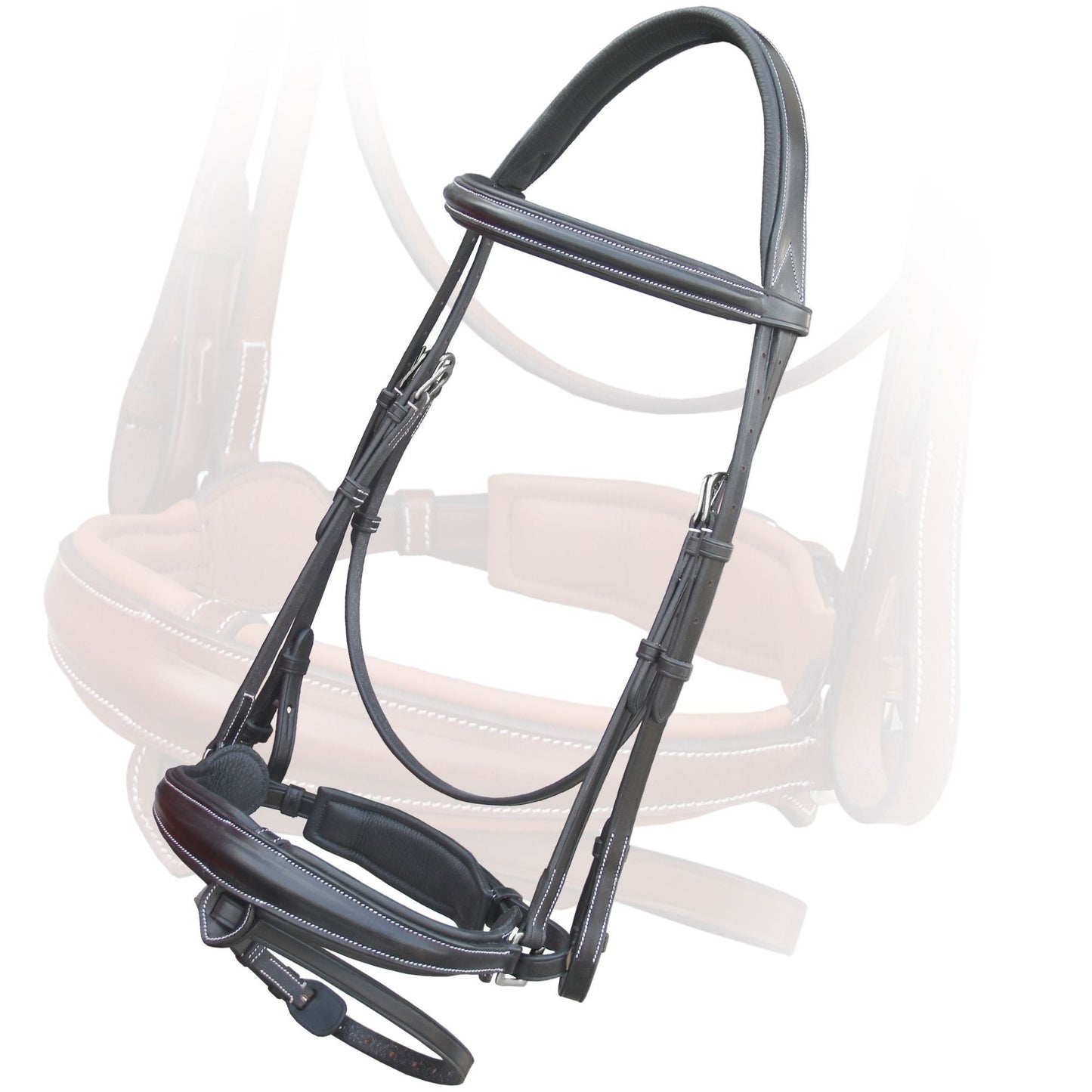 Bridles & Reins ExionPro Dressage Bridle: Mono Crown, Raised Browband, Anatomical Noseband, Detachable Flash & Web Reins