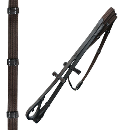 Bridles & Reins ExionPro Dressage Bridle: Mono Crown, Raised Browband, Anatomical Noseband, Detachable Flash & Web Reins