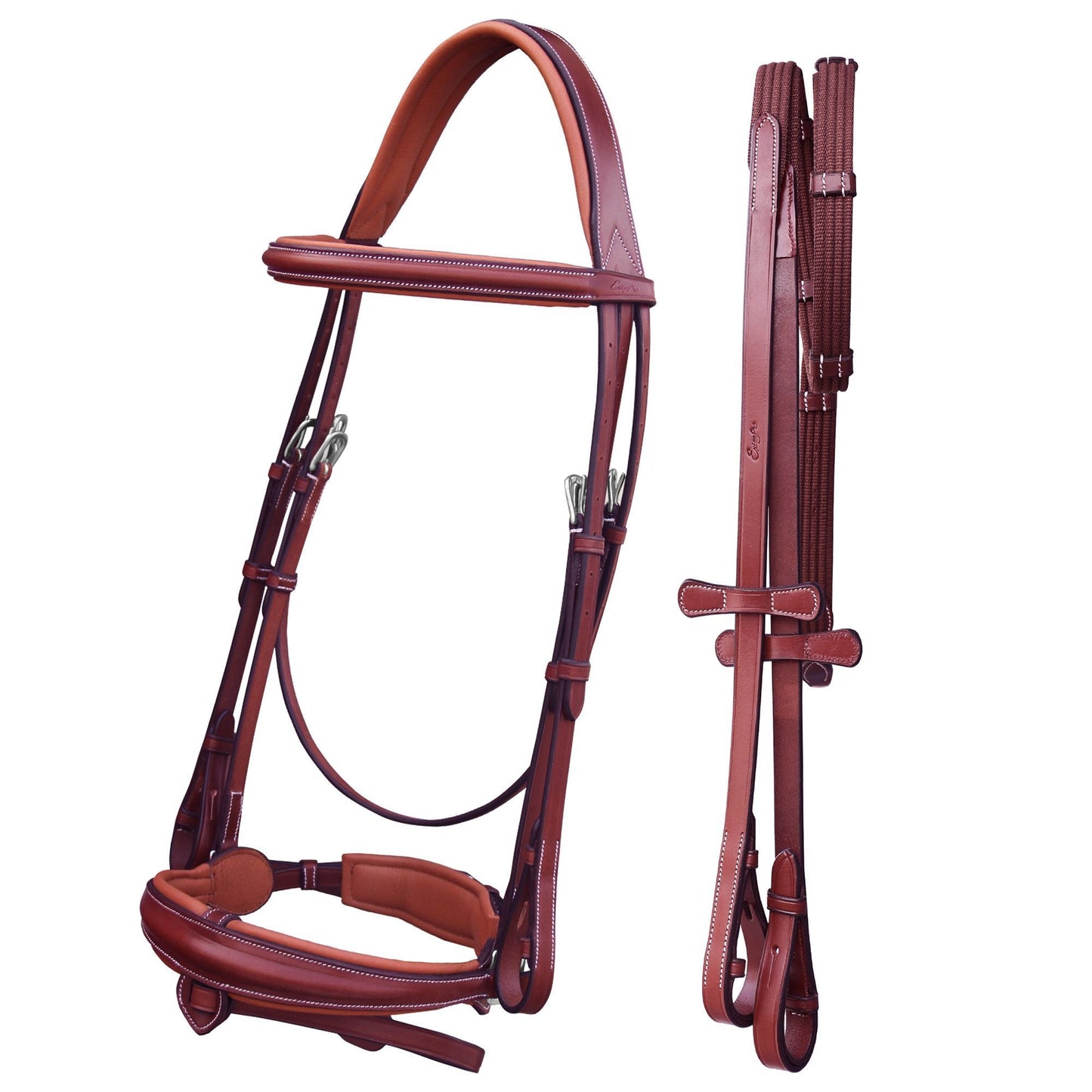 Bridles & Reins ExionPro Dressage Bridle: Mono Crown, Raised Browband, Anatomical Noseband, Detachable Flash & Web Reins