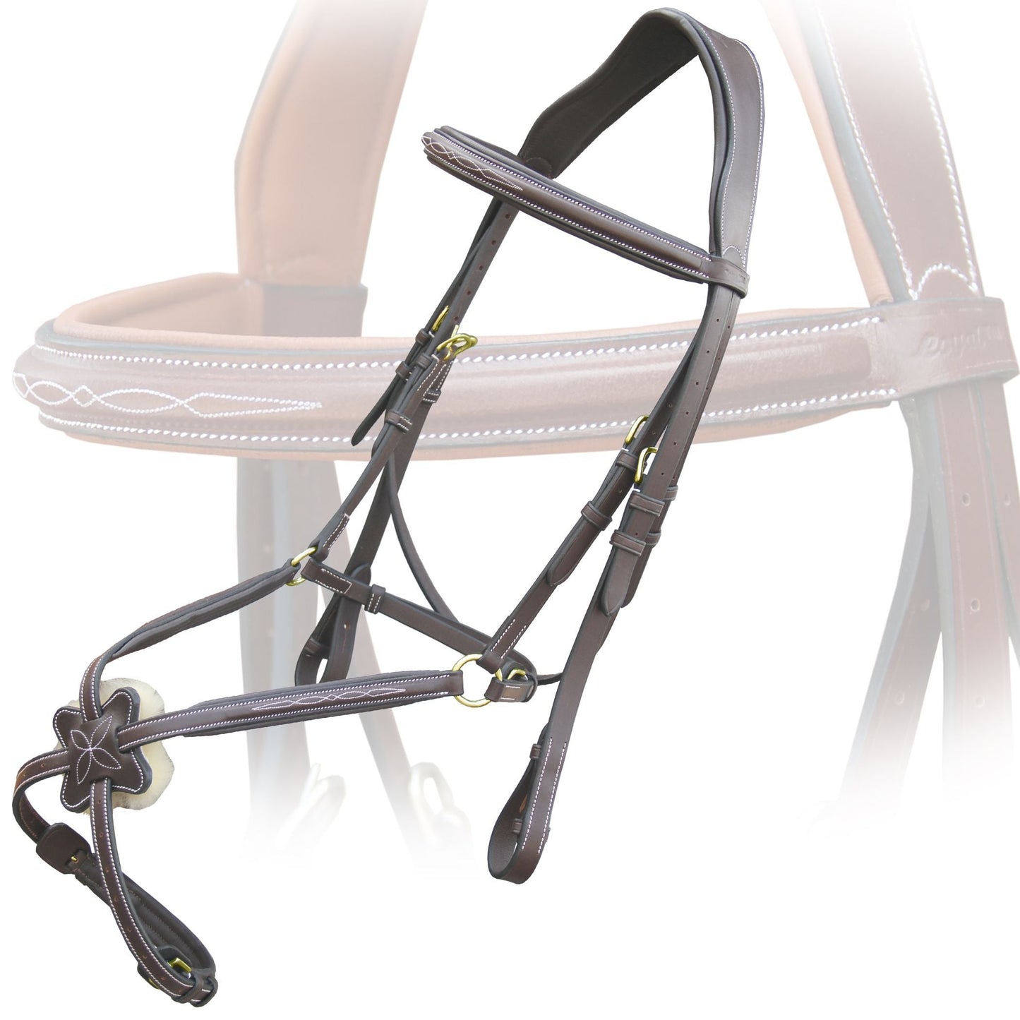 Bridles & Reins ExionPro Padded Ear Free Monocrown Crown Piece Figure 8 Bridle & Reins