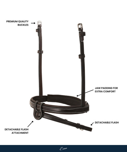 Bridles & Reins Replacement Noseband of ExionPro Fully Padded Snaffle Bridle with U Shaped Detachable Flash