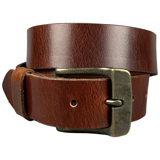 1.5"(38mm) Cognac Full Grain Leather Belt Handmade in Canada by Zelikovitz