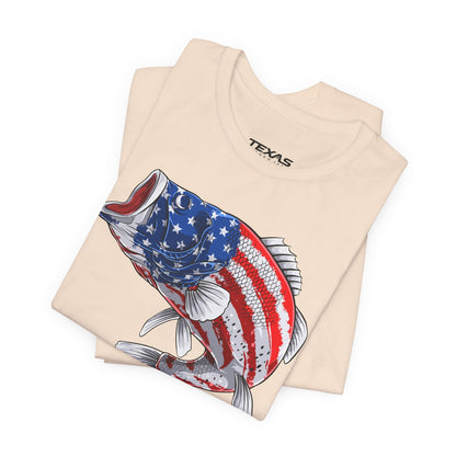 Texas Rigged Tees Patriotic Bass — Unisex Cotton Tee