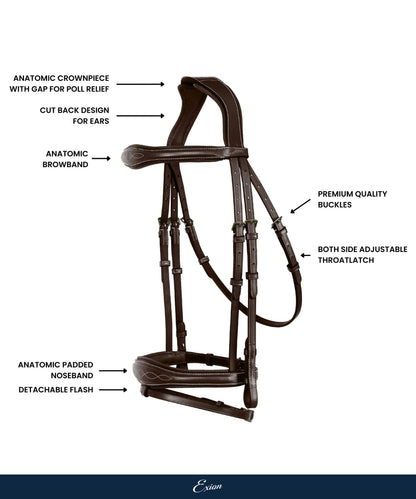 Bridles & Reins ExionPro 'Perseus' Anatomical Jumping Bridle with Reins