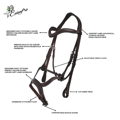 Bridles & Reins Replacement Noseband of ExionPro Anatomical Combined Flash Bridle with Reins