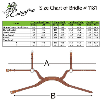 Bridles & Reins ExionPro Anatomical Drop Noseband Bridle with Reins