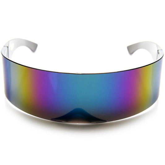 zeroUV Futuristic Retro Mirror Wrap Around Shield Sunglasses 8762