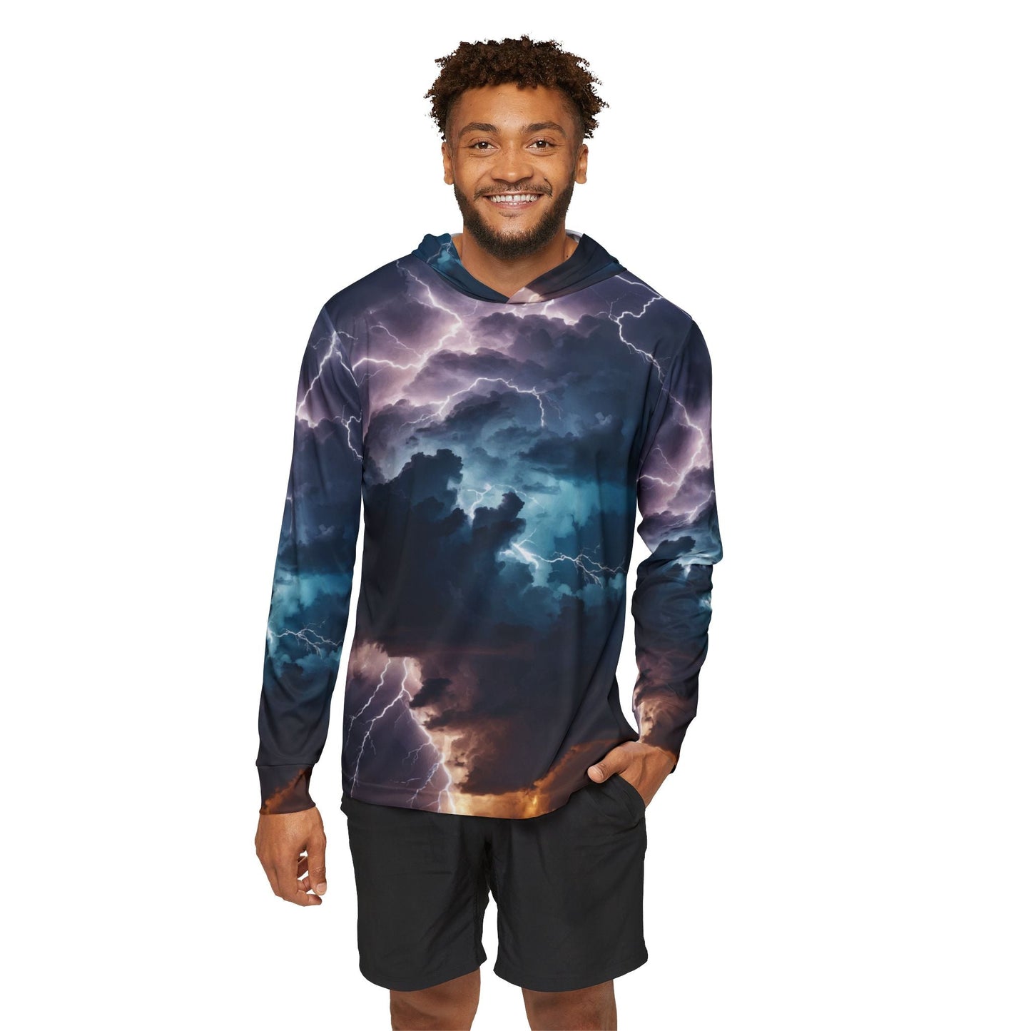 Texas Rigged Tees Lightning — Unisex Fishing Pullover Hoodie (SPF 50+)