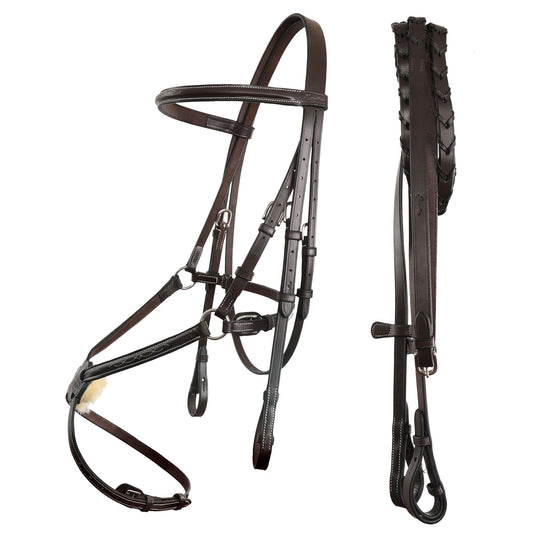 Bridles & Reins ExionPro Traditional Figure 8 Bridle With Laced Reins