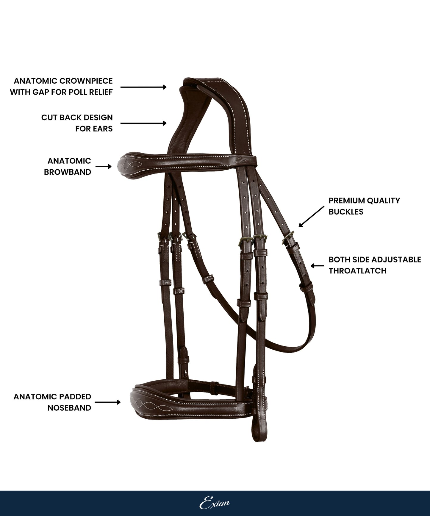Bridles & Reins ExionPro 'Perseus' Anatomical Jumping Bridle without Flash with Reins