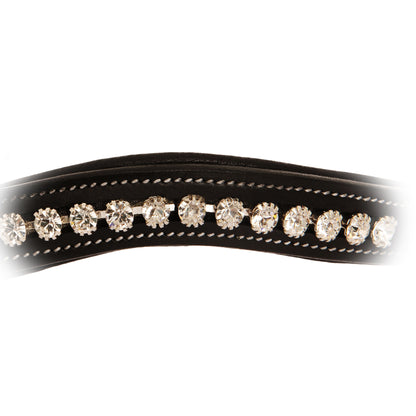 Bridles & Reins ExionPro Dressage Anti-Pressure Raised Comfort White Padded Clear Bling Bridle