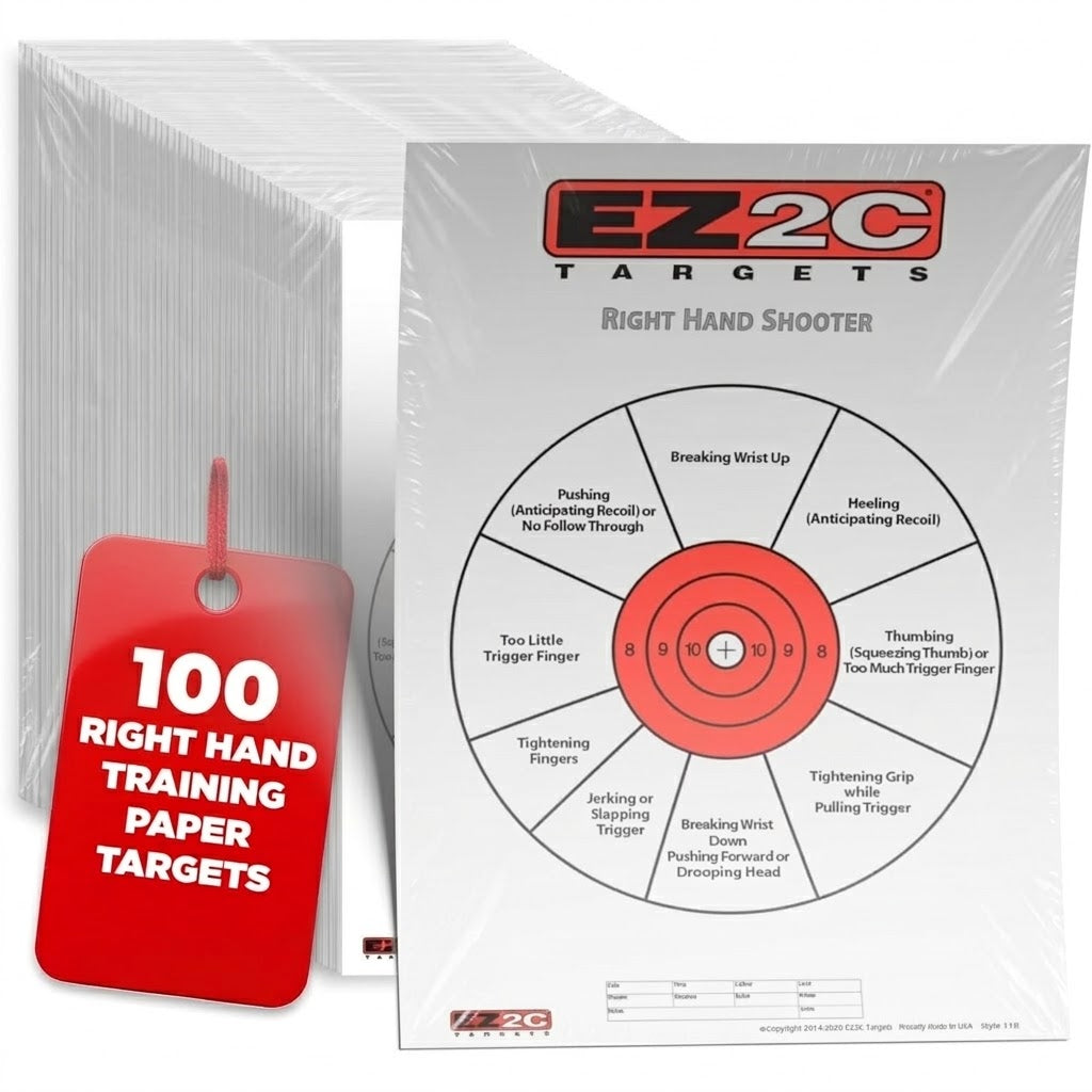 EZ2C Right Hand/Left Hand Diagnostic Training Paper Target 11”x17” USA MADE Style 11