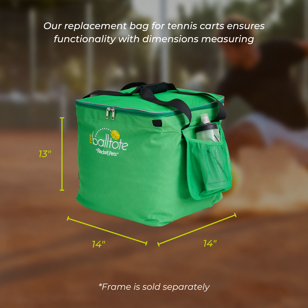 Racket Pets Ball Tote - Green Replacement Bag for Tennis and Pickleball Pro Teaching Cart