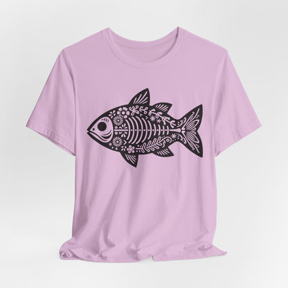Texas Rigged Tees Mexican Flora Fish Skeleton — Unisex Cotton Tee