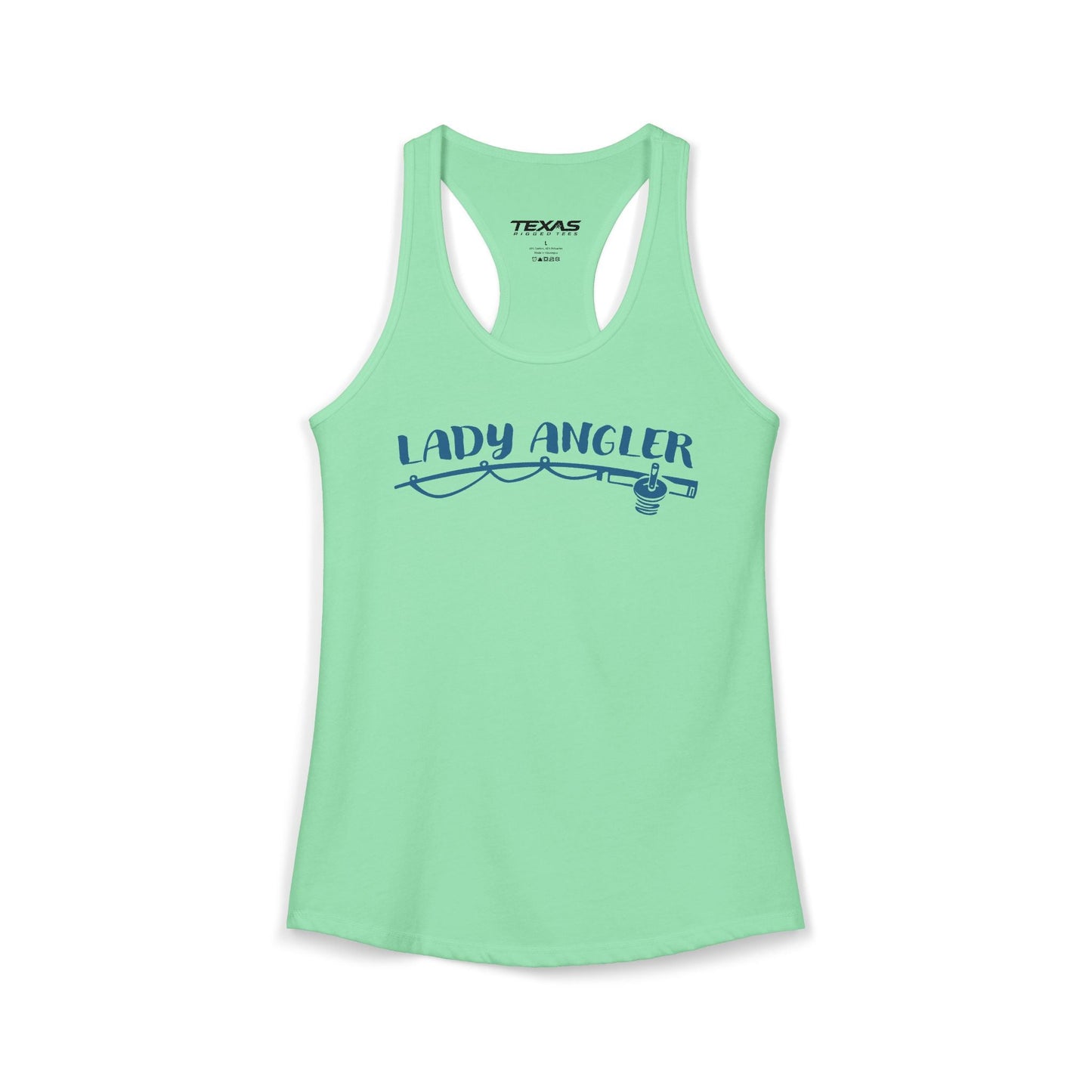Texas Rigged Tees Lady Angler — Women’s Racerback Tank