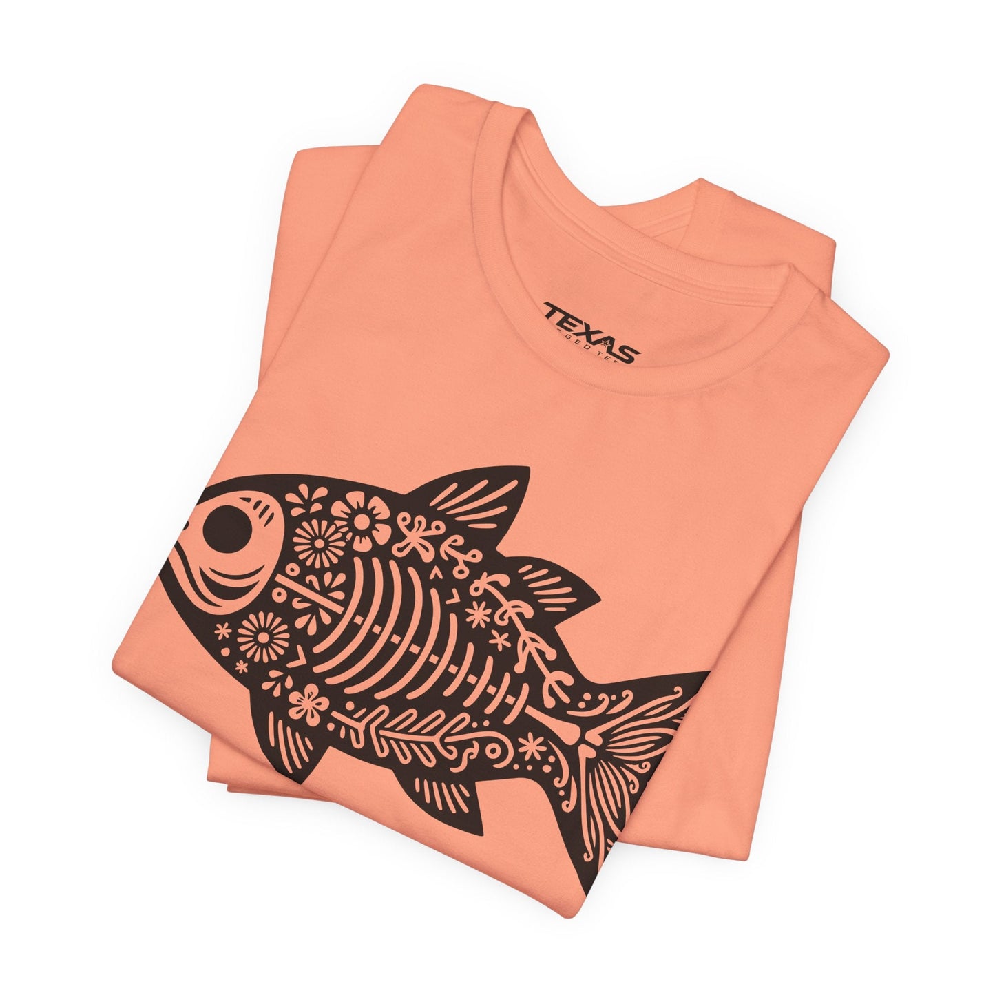 Texas Rigged Tees Mexican Flora Fish Skeleton — Unisex Cotton Tee
