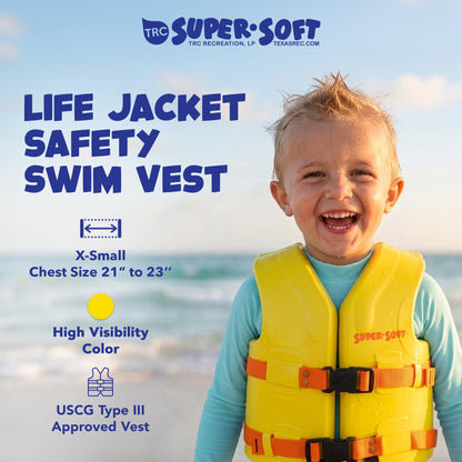 TRC Recreation Super Soft Child Life Jacket Swim Safety Vest, X Small, Yellow